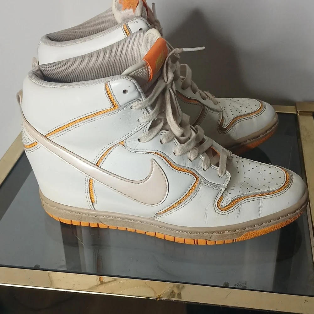 Nike Sky High Hidden Wedge White And Orange Size 8 - Picture 5 of 16